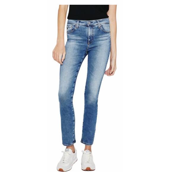 AG Adriano Goldschmied Jeans Donna The Mari High Rise A Gamba Dritta, Denim Elasticizzato Medio